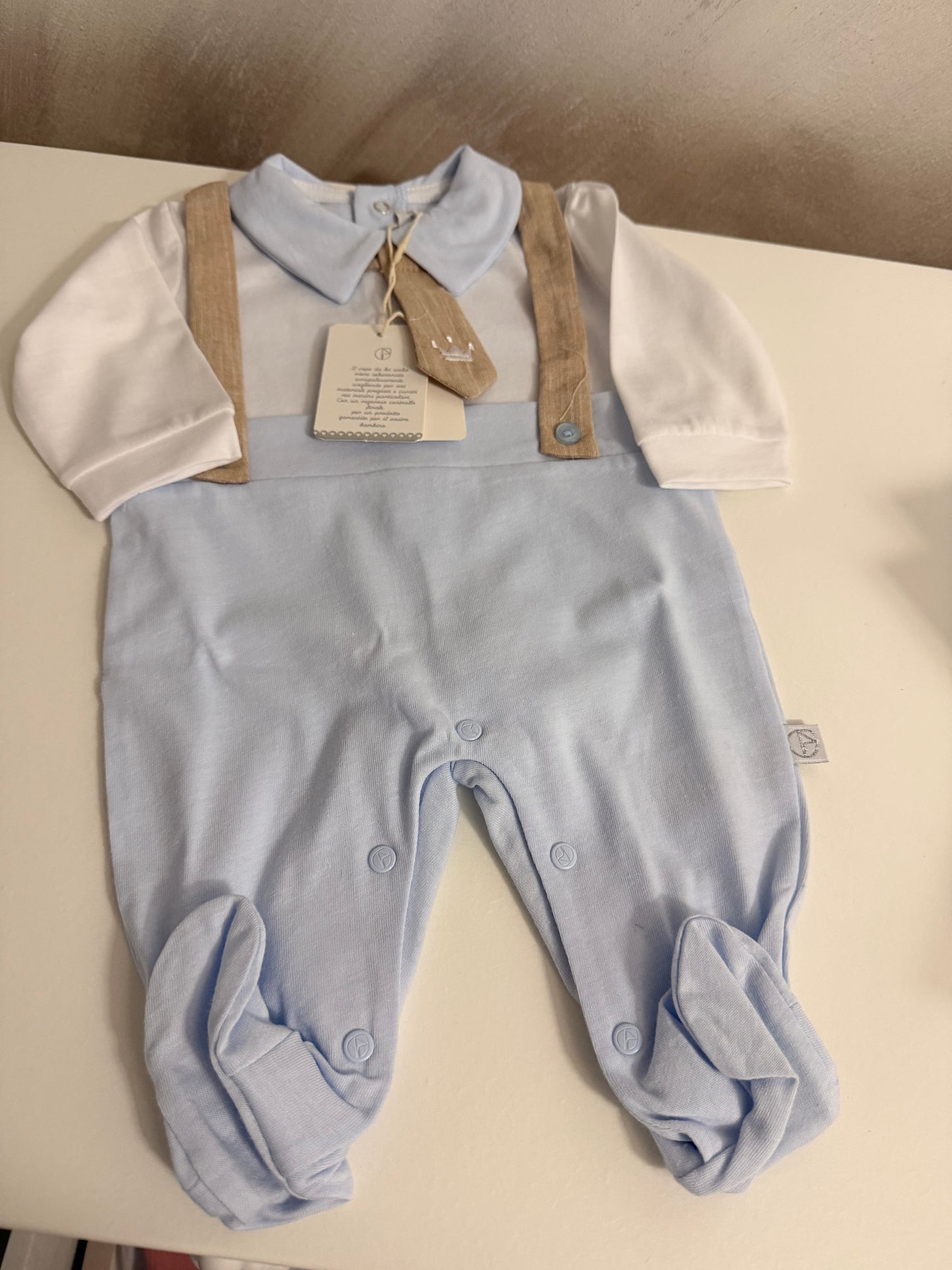 Tutina cotone finta camicia