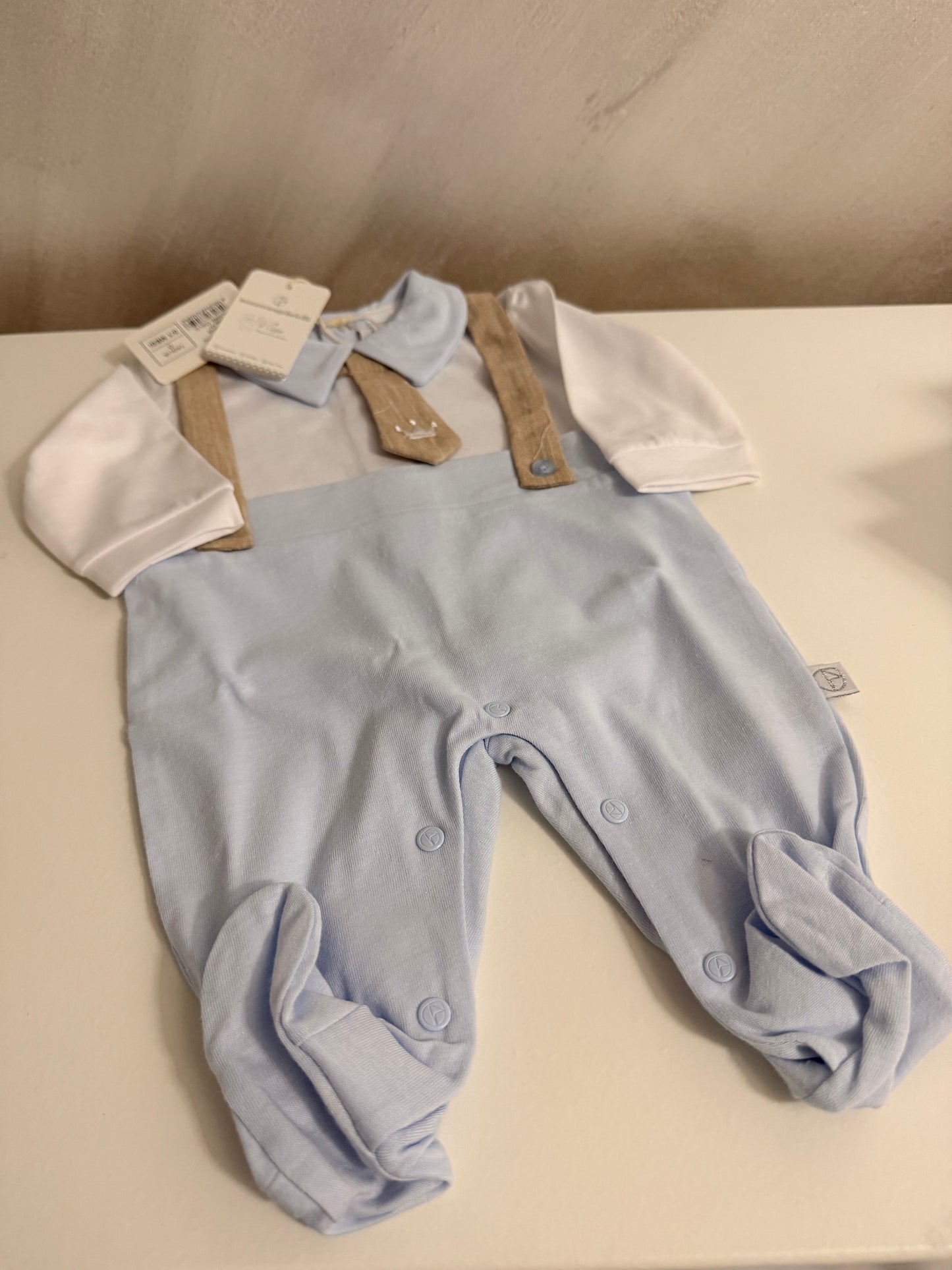 Tutina cotone finta camicia