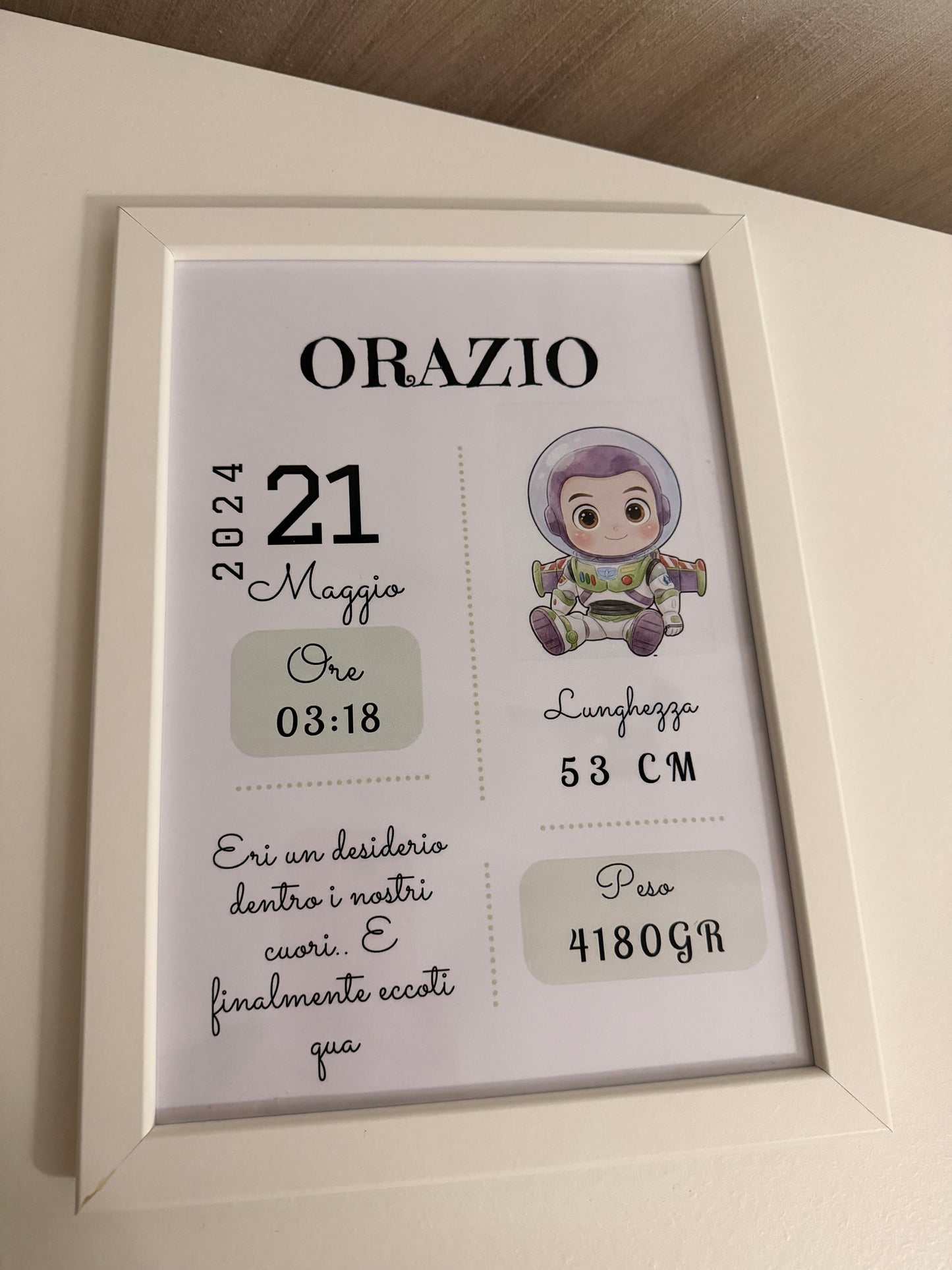 Quadretto nascita personalizzato