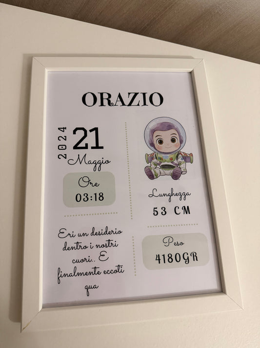 Quadretto nascita personalizzato