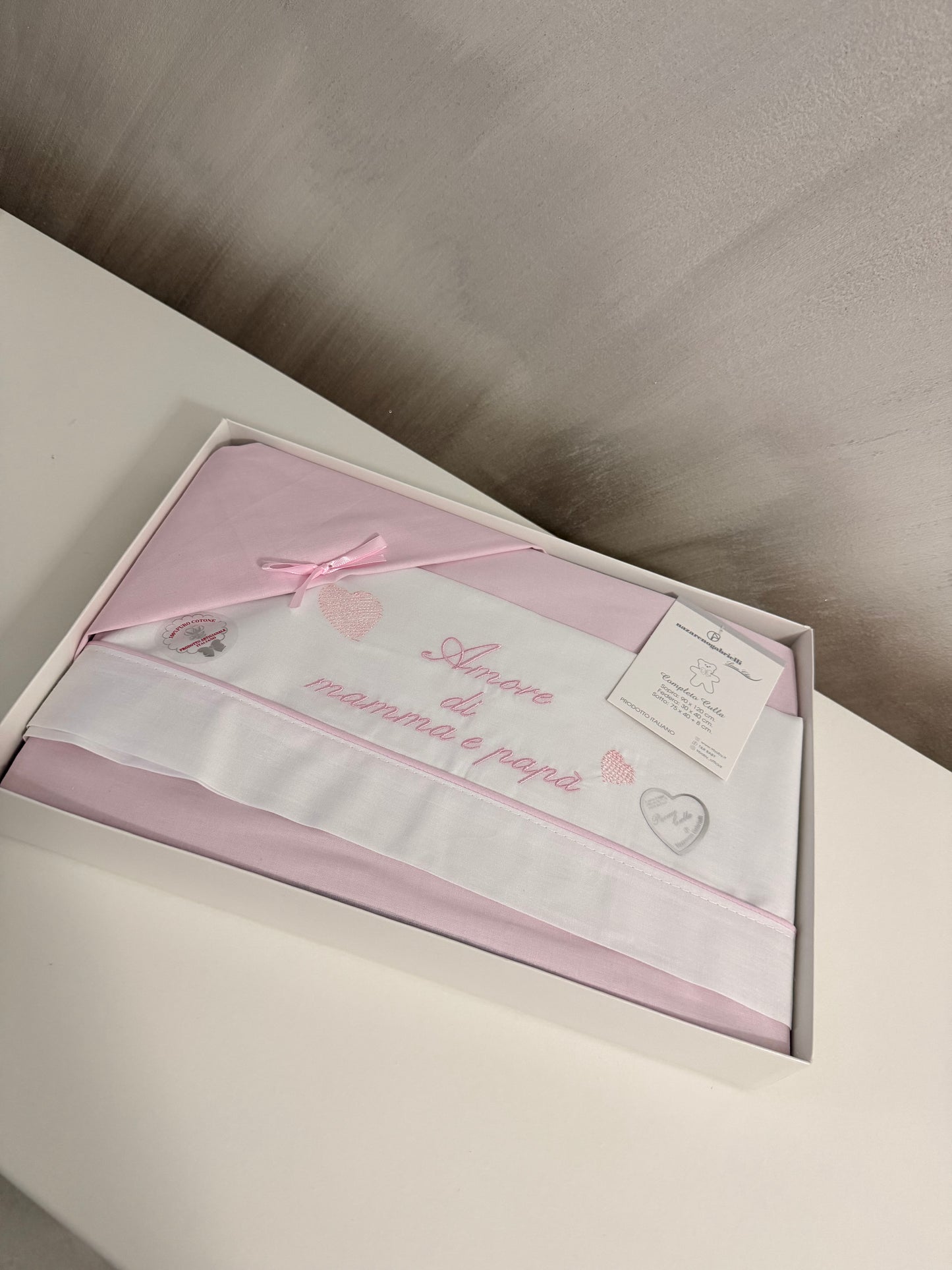 lenzuolo in cotone amore di mamma e papà