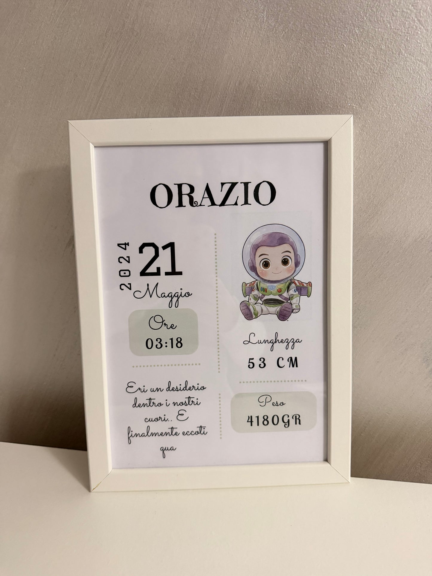 Quadretto nascita personalizzato